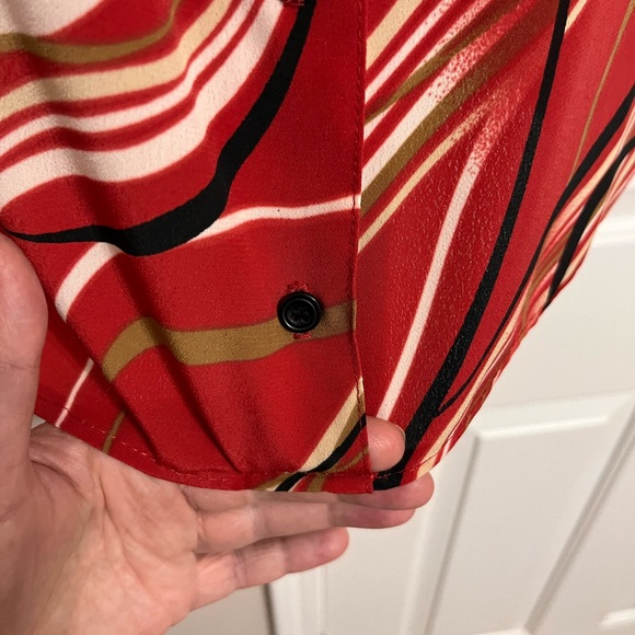 EUC Red Button down shirt with waves print - Picture 5 of 8